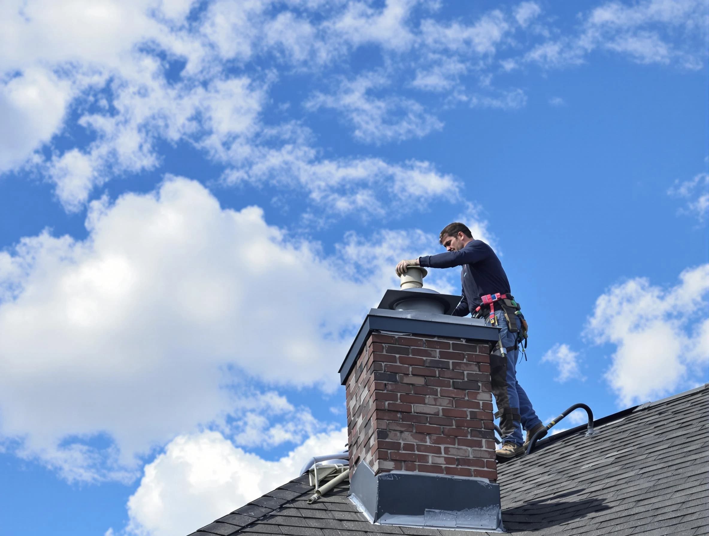 Loganville Chimney Sweep installing a sturdy chimney cap in Loganville, GA