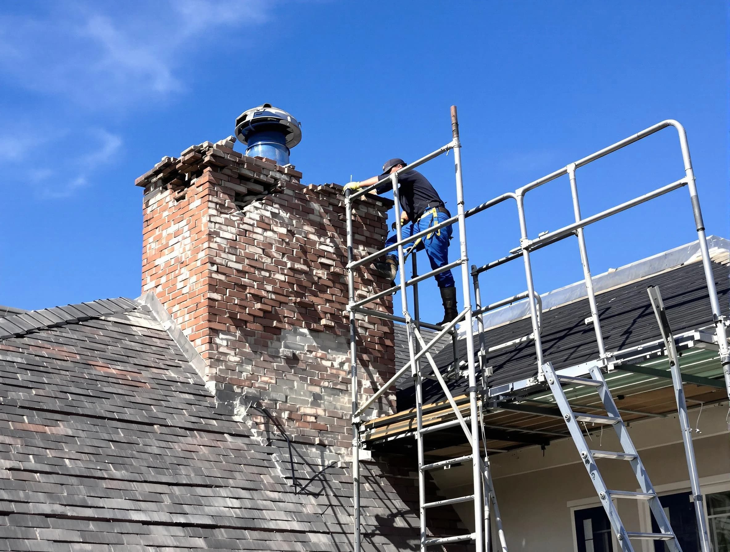 Rebuilding a chimney structure by Loganville Chimney Sweep in Loganville, GA