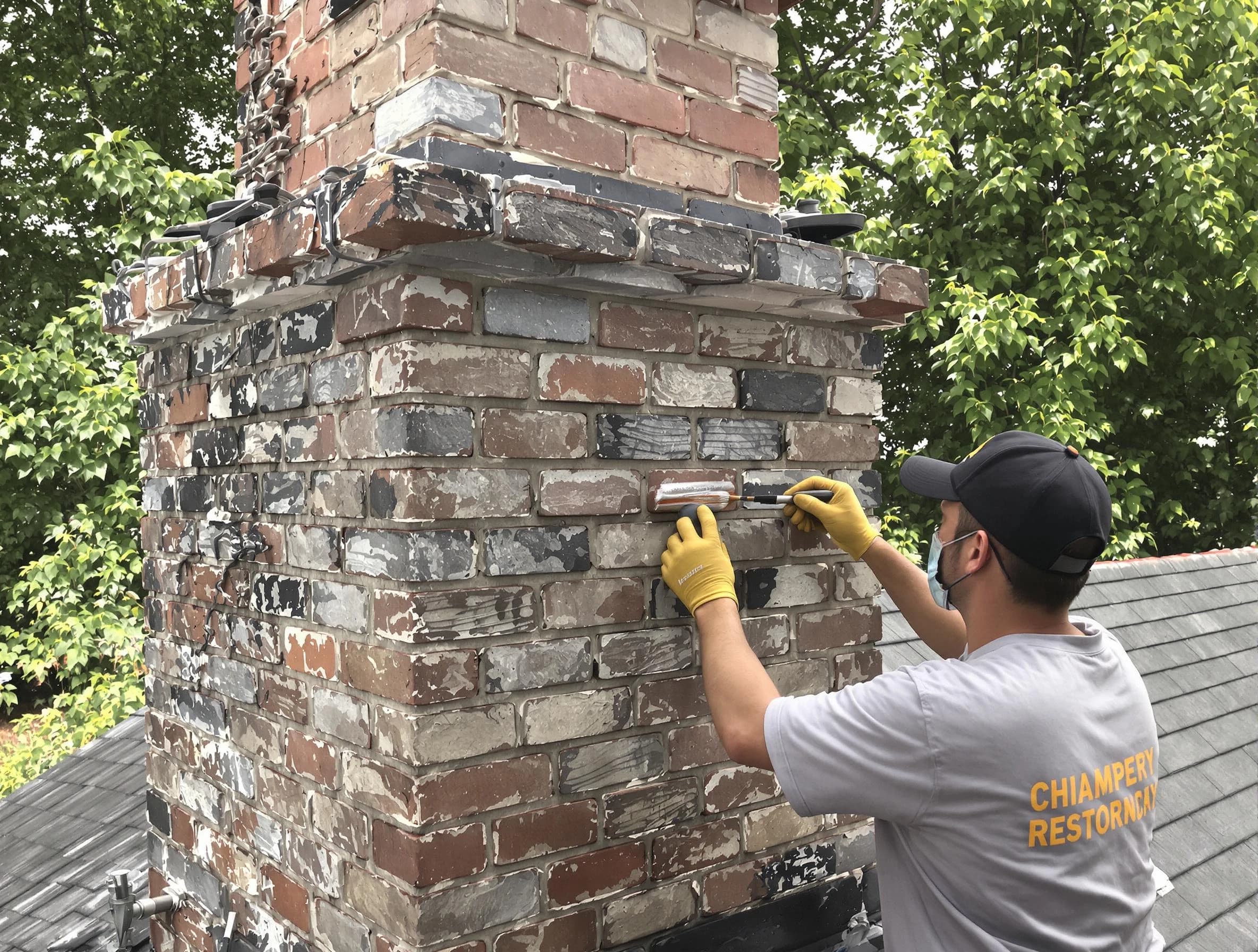In-progress chimney restoration by Loganville Chimney Sweep in Loganville, GA
