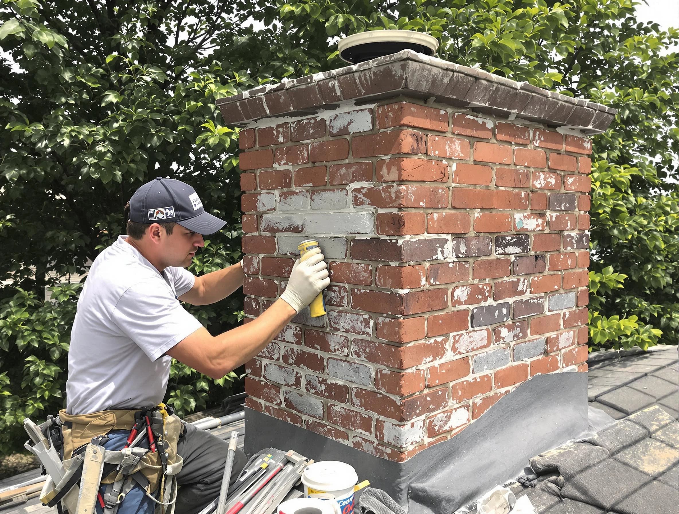 Loganville Chimney Sweep restoring an aging chimney in Loganville, GA