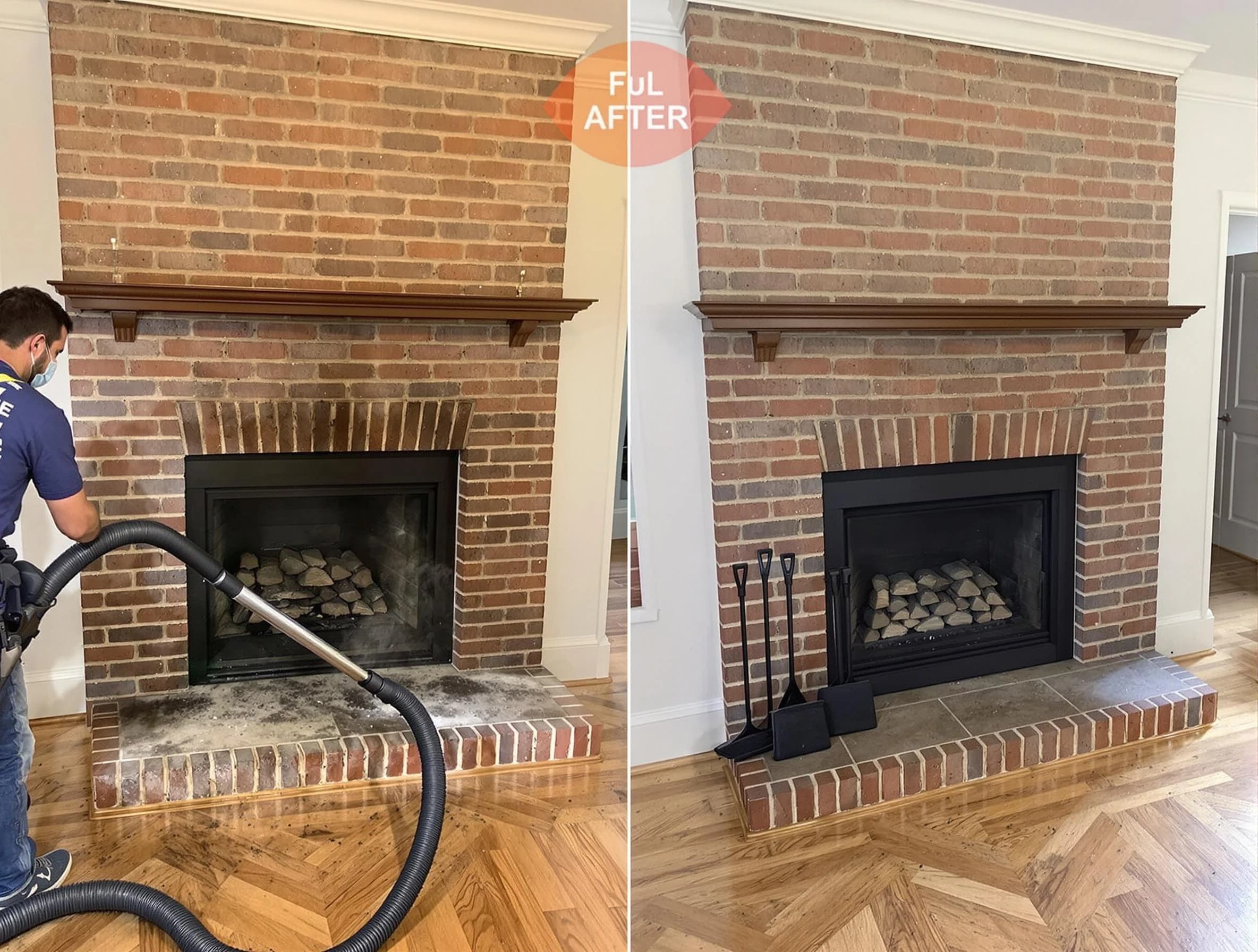 Loganville Chimney Sweep carefully sanitizing a fireplace in Loganville, GA