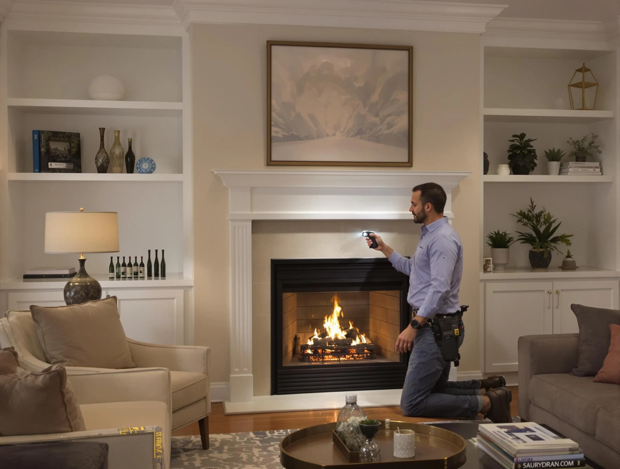 Loganville Chimney Sweep conducting a fireplace safety inspection in Loganville, GA