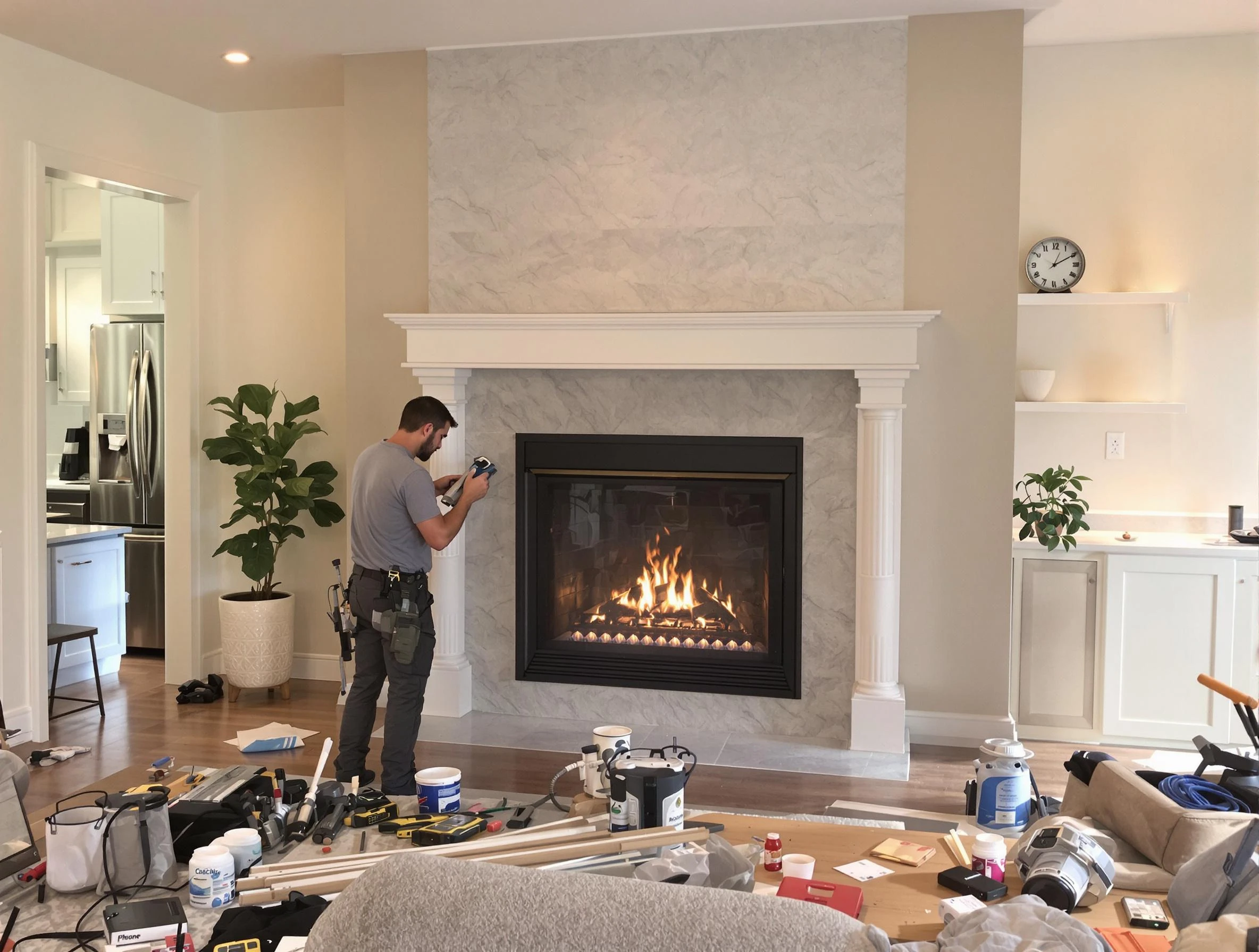 Newly installed fireplace by Loganville Chimney Sweep in Loganville, GA