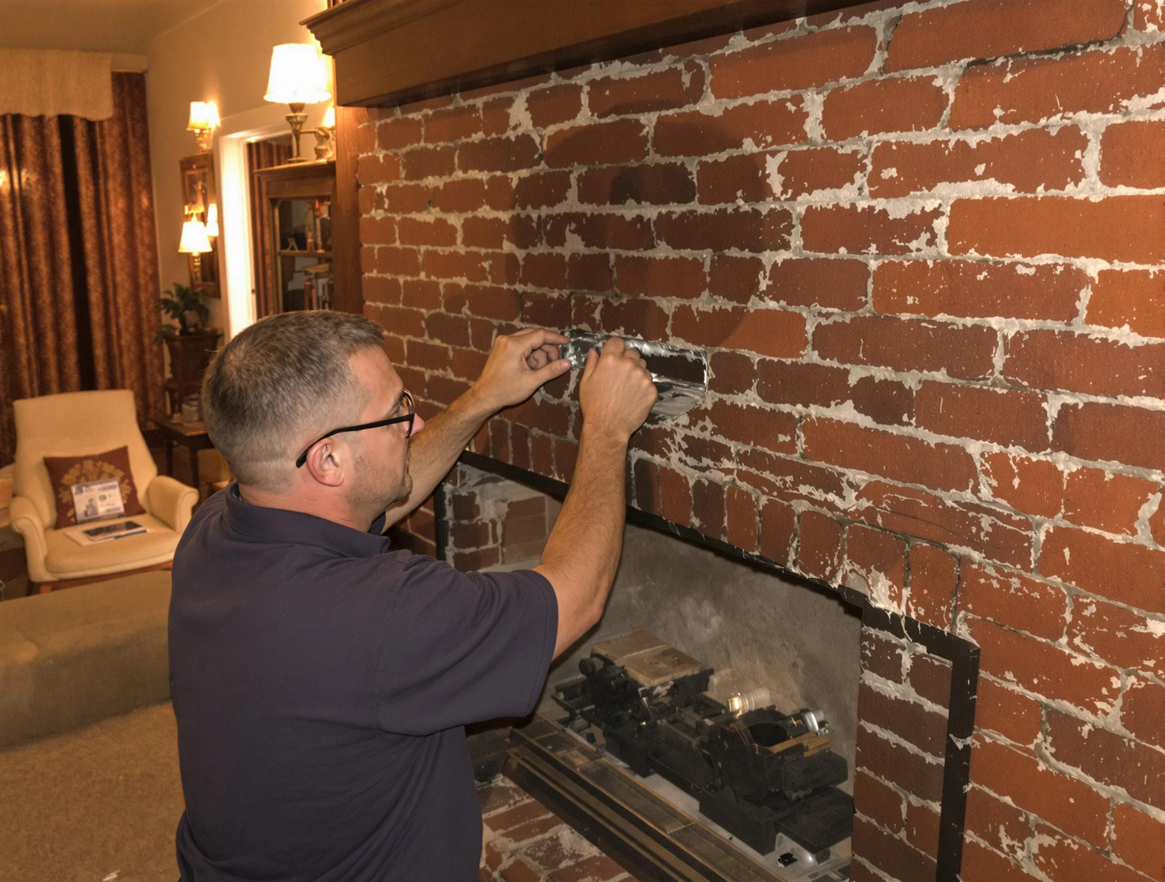 Loganville Chimney Sweep expert fixing a fireplace in Loganville, GA